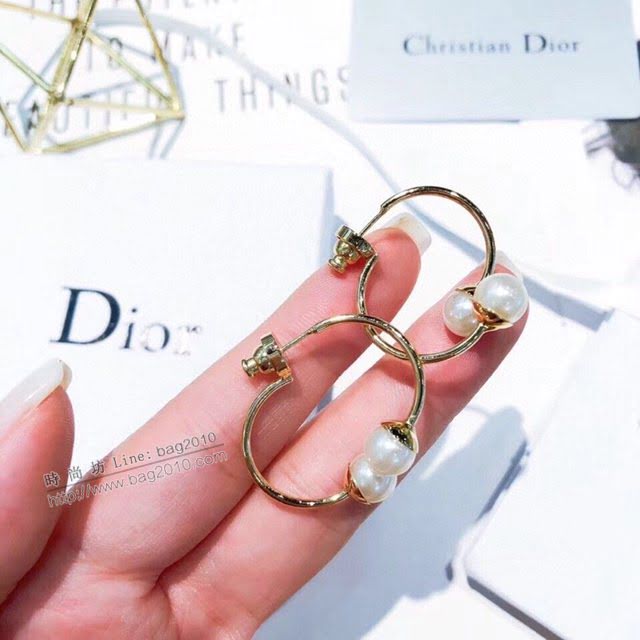 Dior飾品 迪奧經典熱銷款後掛式雙珠耳釘  zgd1060